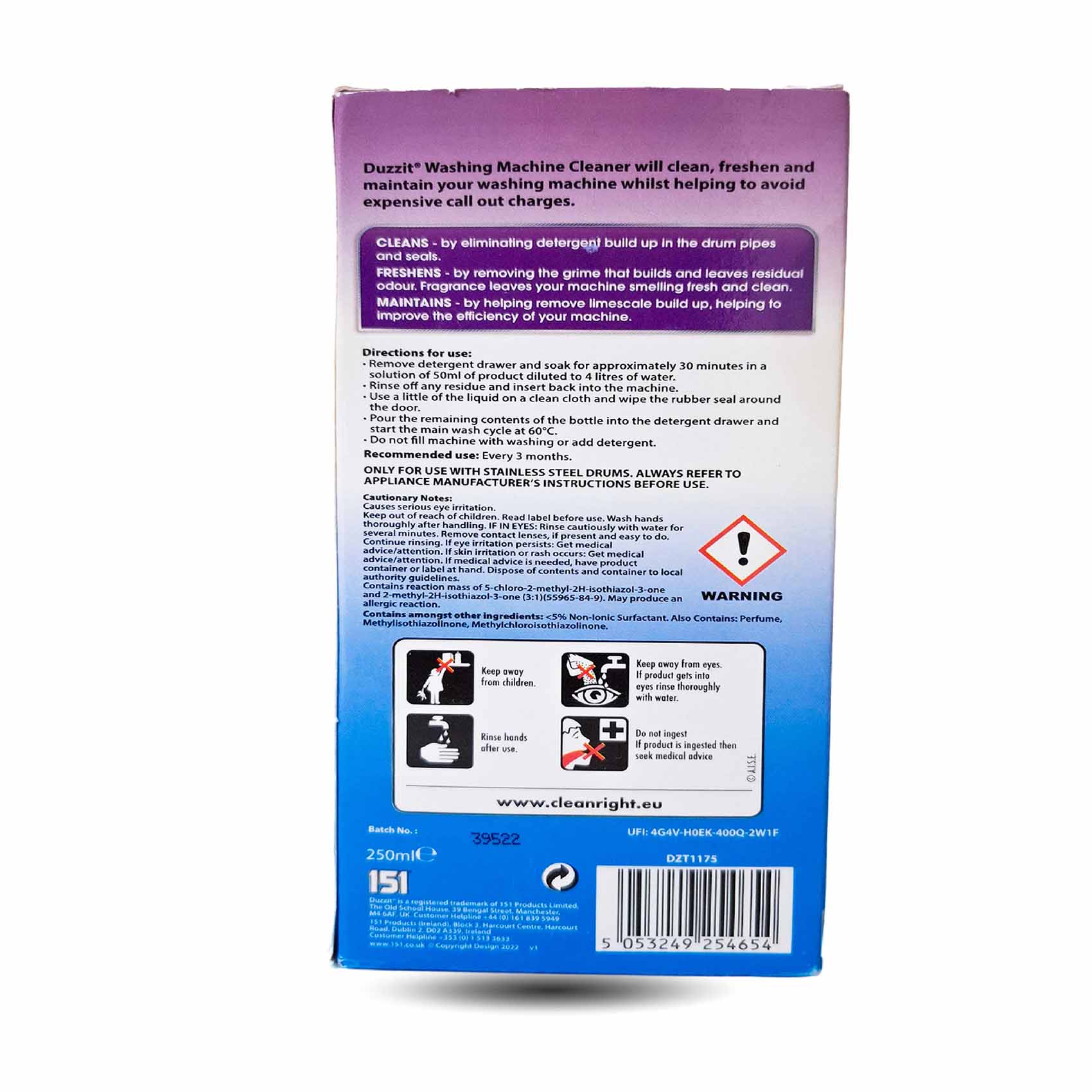 Duzzit Washing Machine Cleaner Lavender 250ML - Image 2